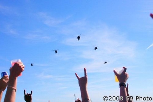 Military Helicopters flew right over the boat