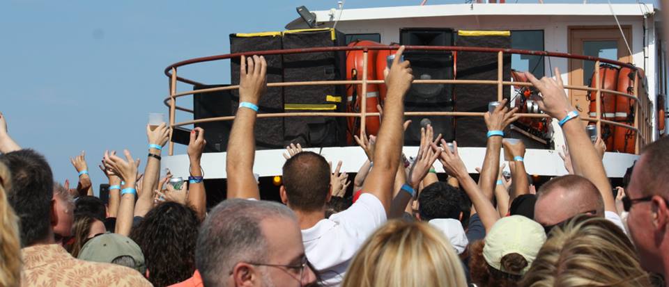 Hand's up on the Bacardi Party Cruise